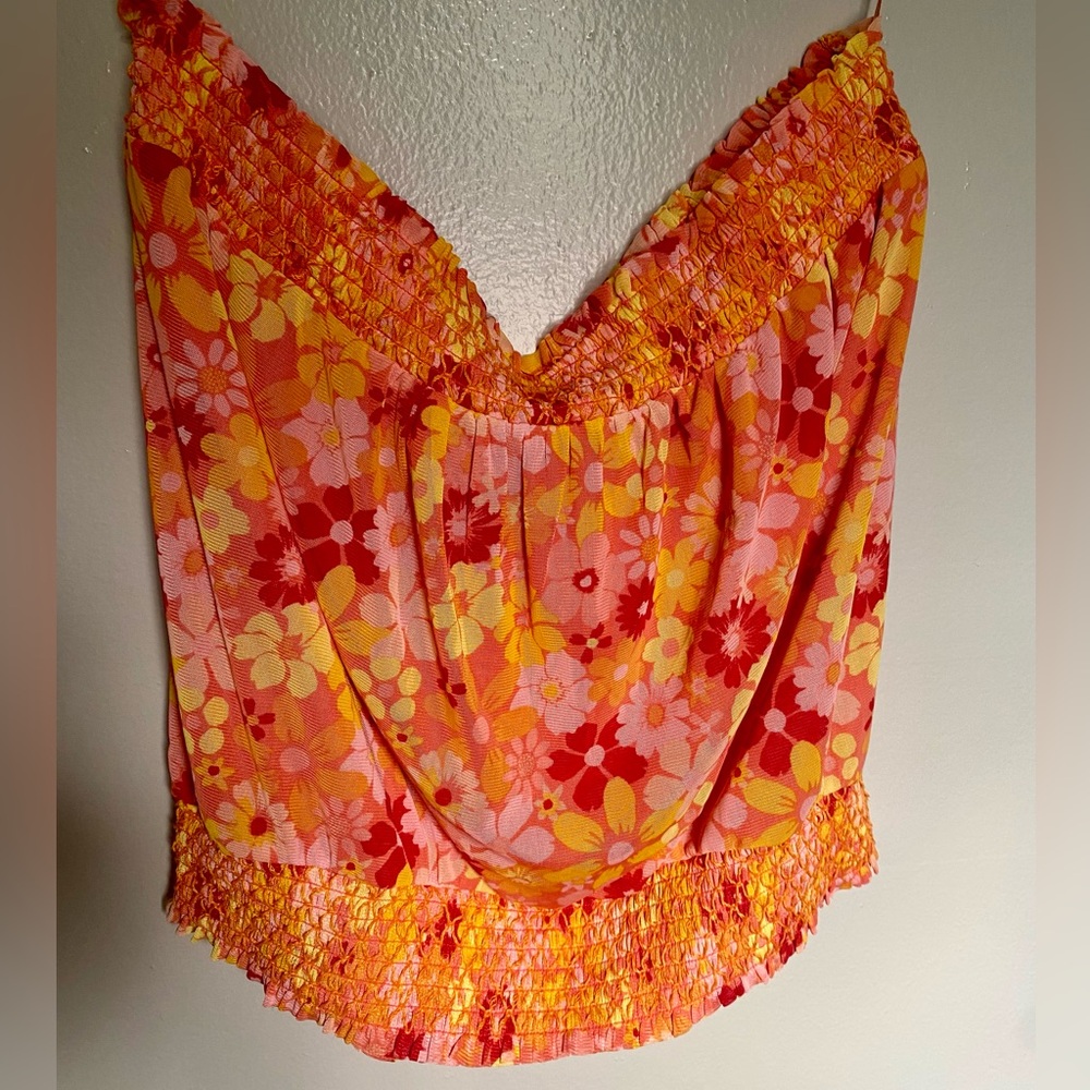 Floral Elastic Strapless Tube Top